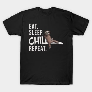 Funky Relaxed Lazy Sloth Eat Sleep Chill Repeat T-Shirt